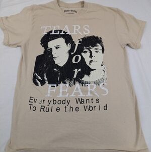 Tears for Fears Beige Band Tee Everybody Wants A To Rule The World Medium